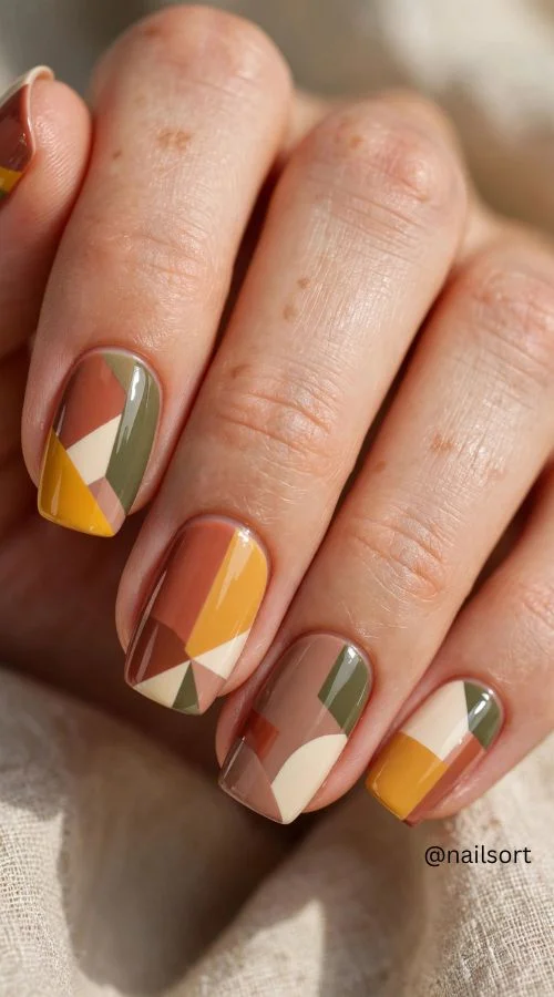 Abstract Color Block Nails