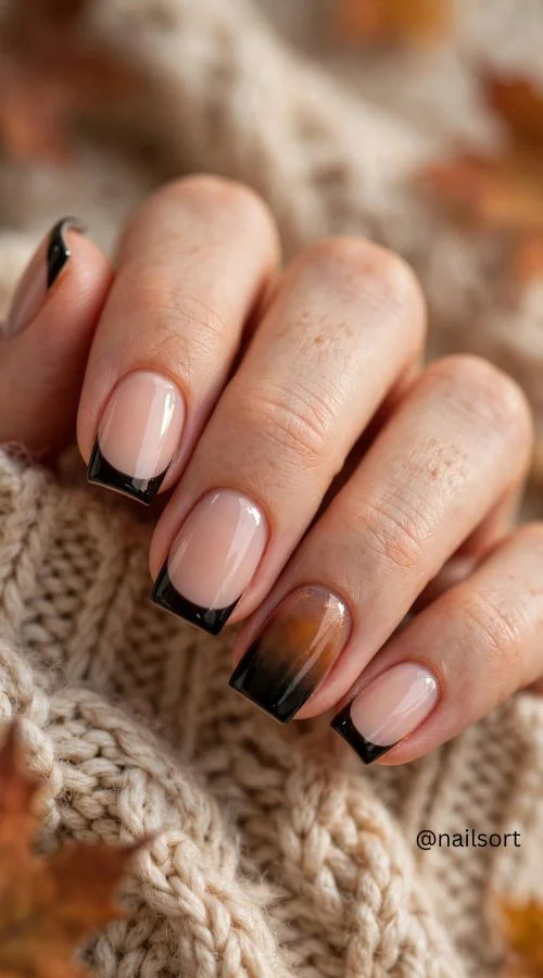 Black French Tip Nails 