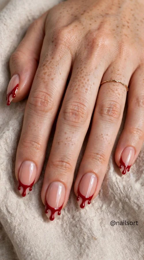 Bloody Red Drip Nails