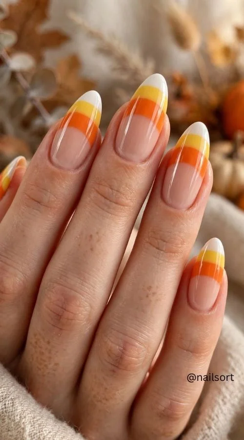Candy Corn French Tips
