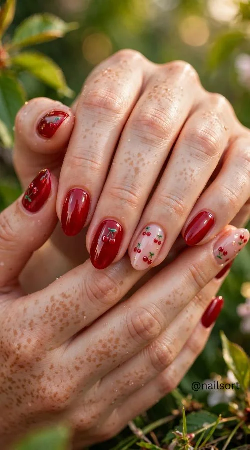 Cherry Red Summer Nails