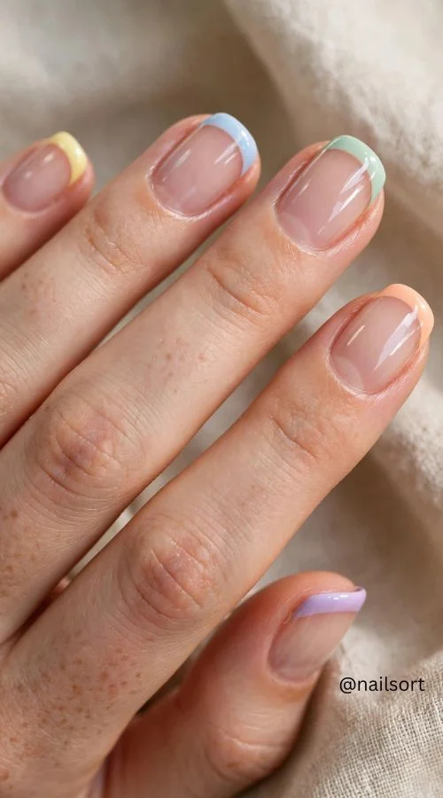 Clear Nails With Colorful Tips