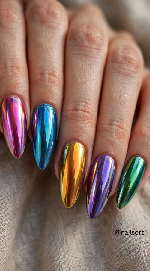 Colorful Chrome Nails