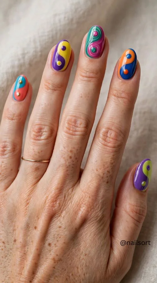 Colorful Yin-Yang Nails