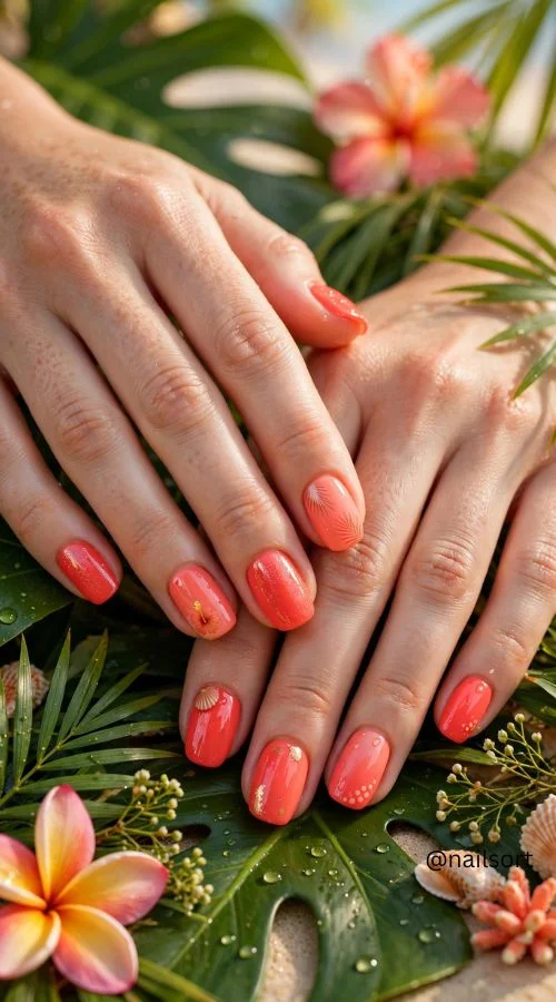 Coral Summer Nails