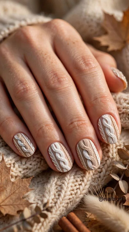 Cozy Sweater Nail Design