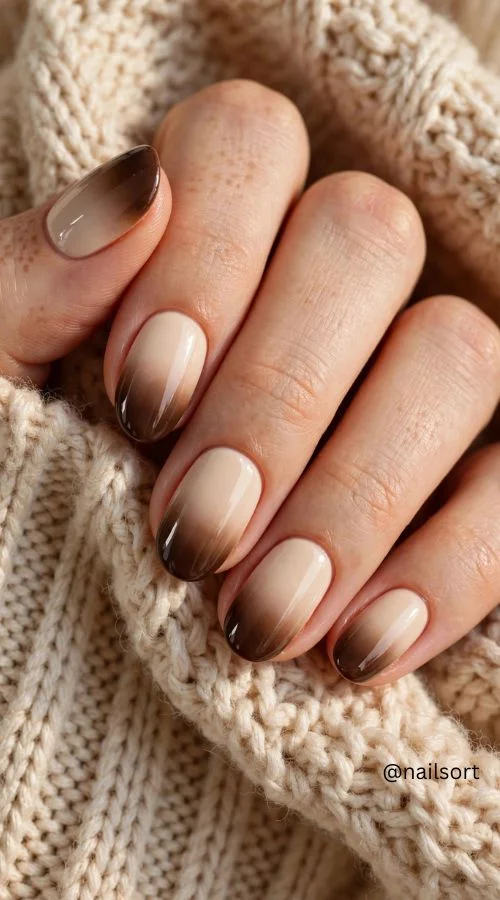 Cream and Espresso Nails 