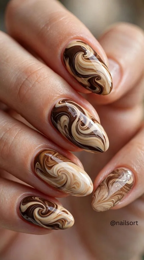 Espresso Swirl Nail Art