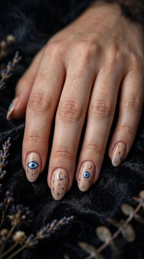 Evil Eye Halloween Nails
