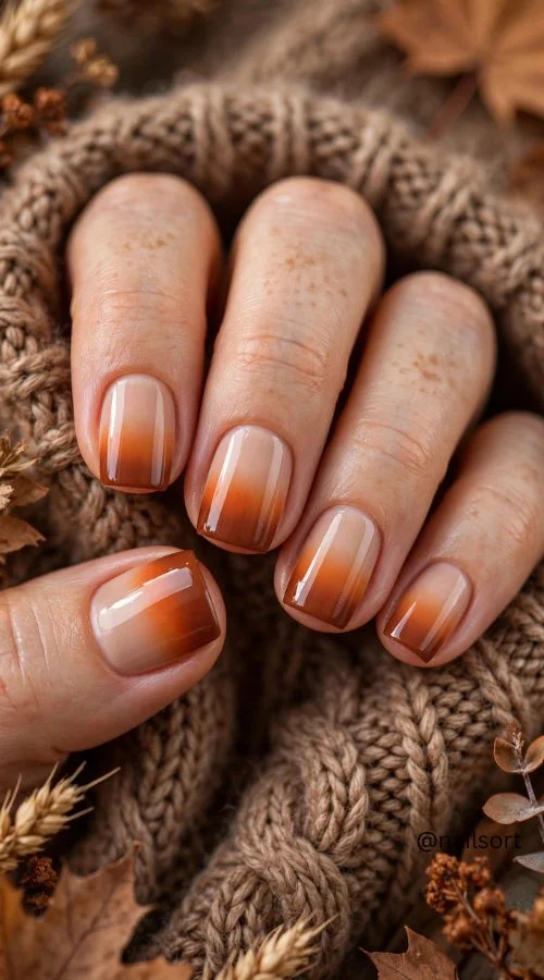 Fall Ombré Short Nails 