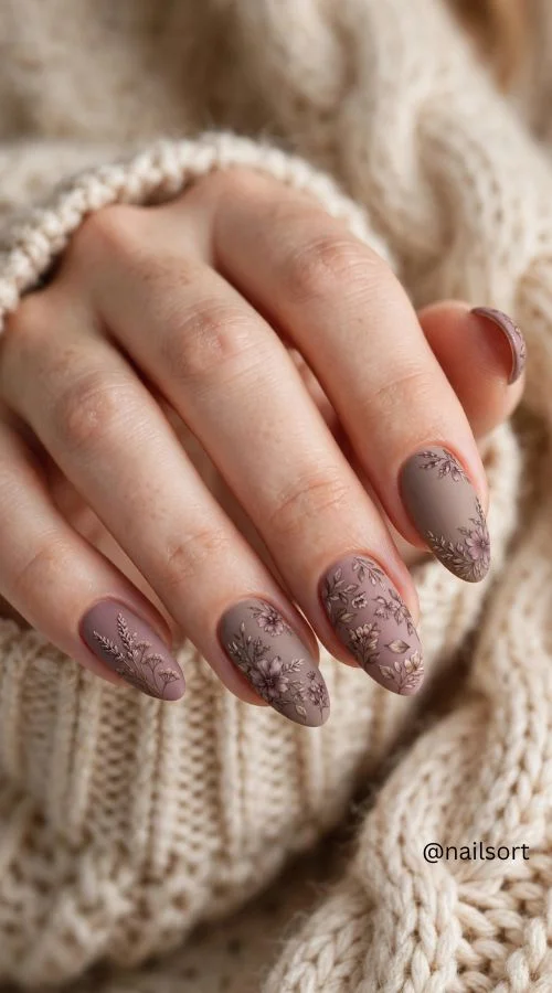 Floral September Acrylic Nails