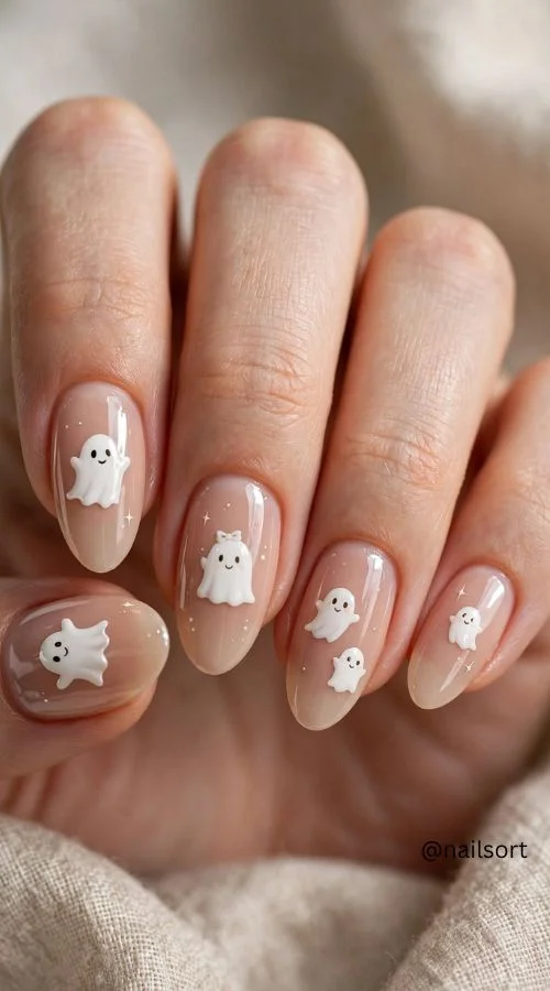 Ghostly Nude Nails
