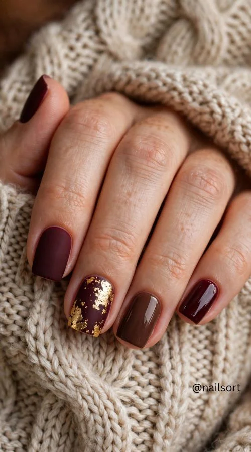 Gold Foil September Nails
