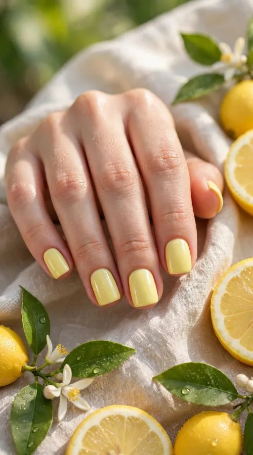Lemon Yellow Short Nails