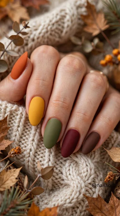 Matte Autumn Mix Nails