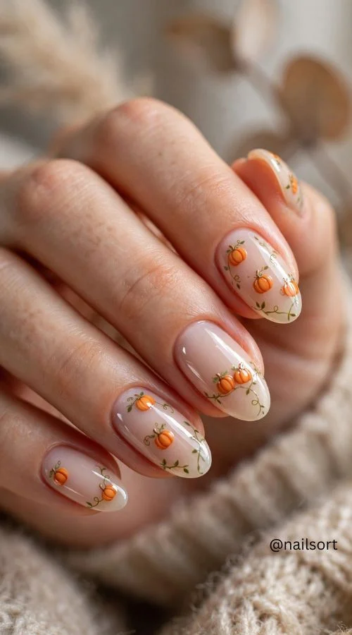 Mini Pumpkin Nail Art