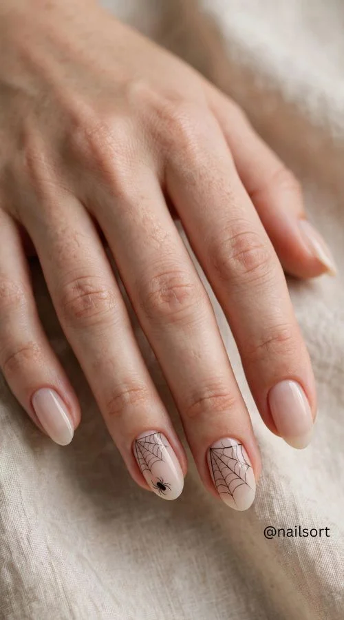 Minimalist Spiderweb Nails