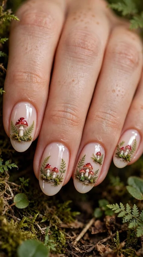 Mushroom Forest Nail Art