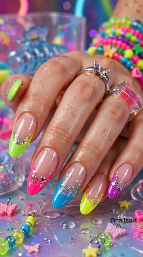 Neon Y2K French Tips