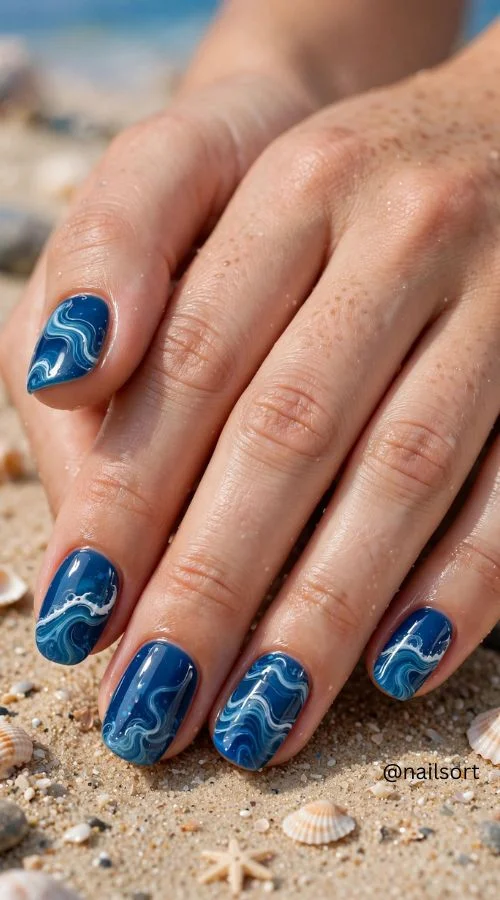 Ocean Blue Nails