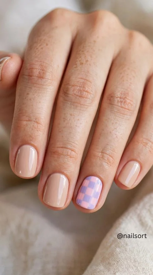 Pastel Checker Nails