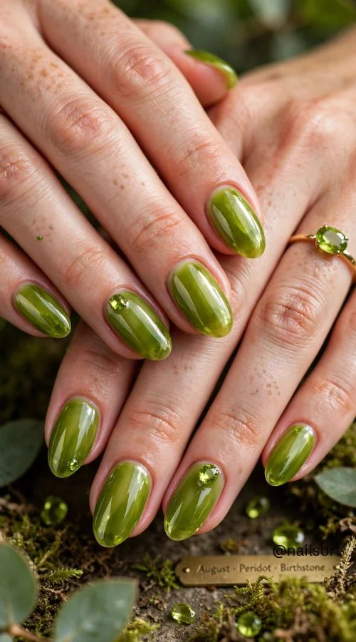 Peridot-Inspired Green Nails
