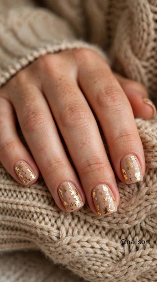Short Gold Foil Nails 
