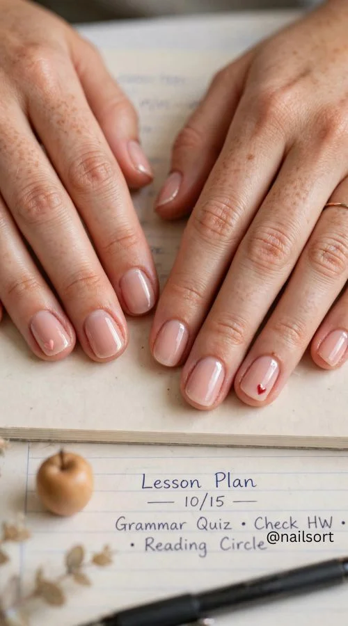 Tiny Heart Teacher Nails
