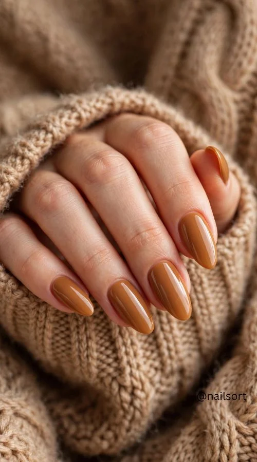 Warm Caramel Acrylic Nails