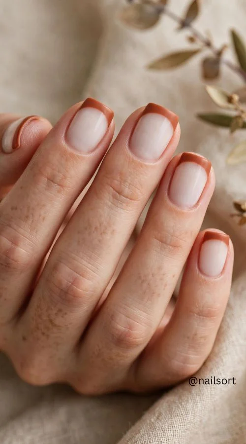 Warm Terracotta French Nails