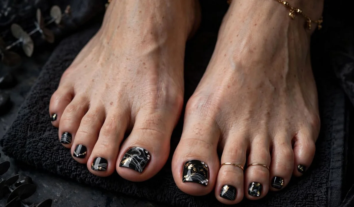 Black Toe Nail Art