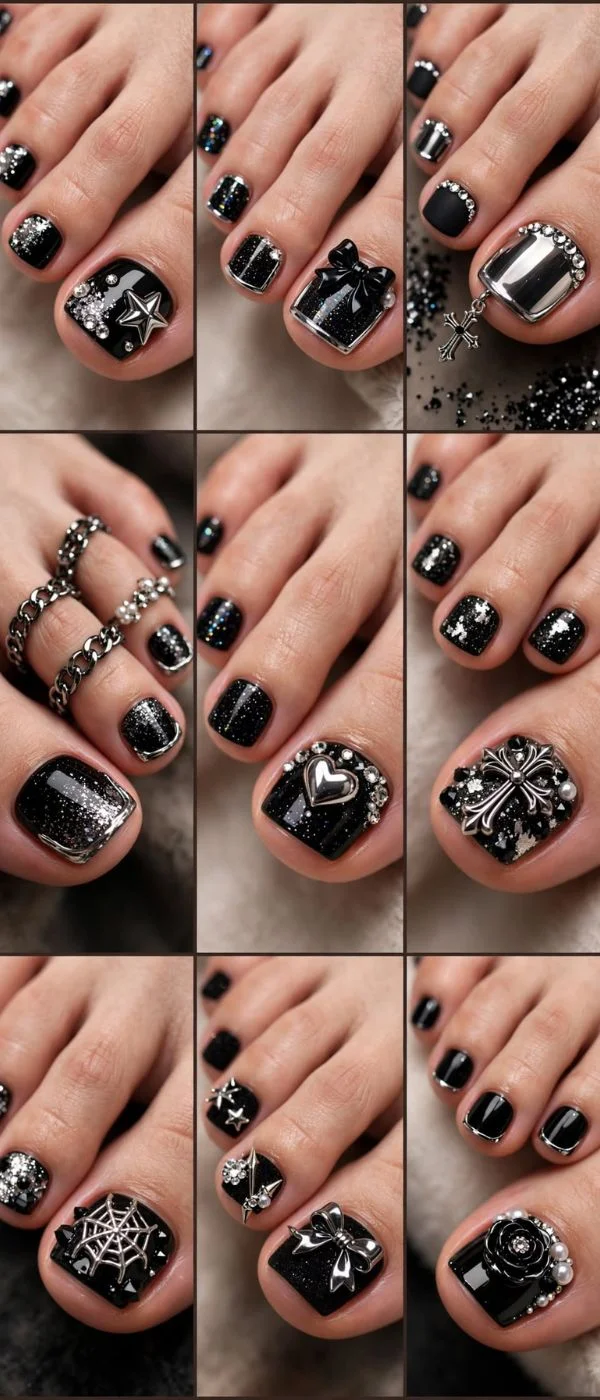 Black Toe Nail Art