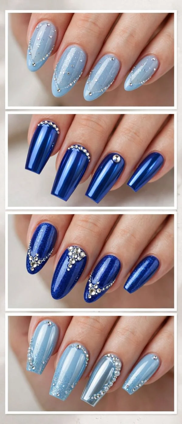 Blue Hoco Nails