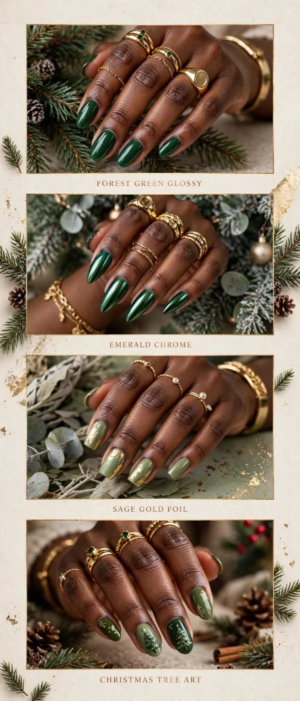 Christmas Nails Aesthetic Green