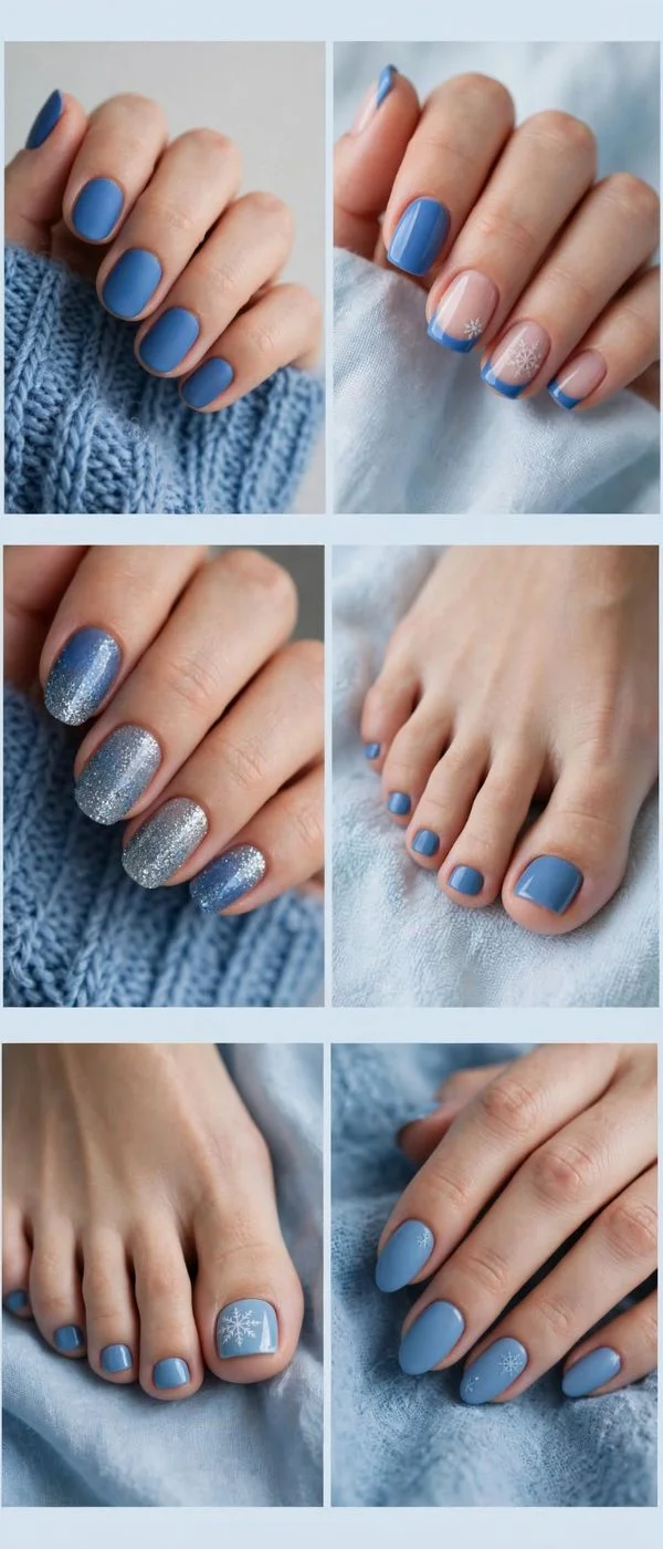 December Nails Blue Snowflake