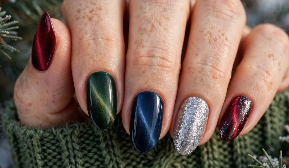 December Nails Cat Eye