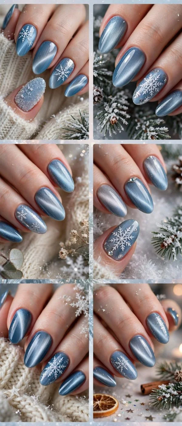December Nails Cat Eye