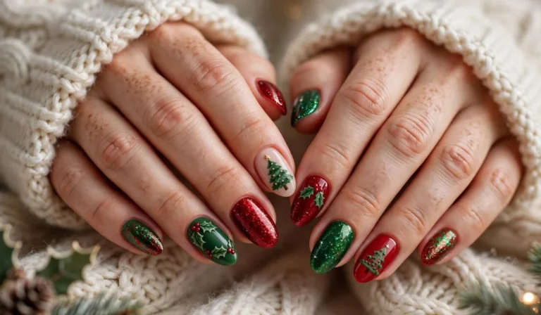 December Nails Christmas Xmas Red And Green