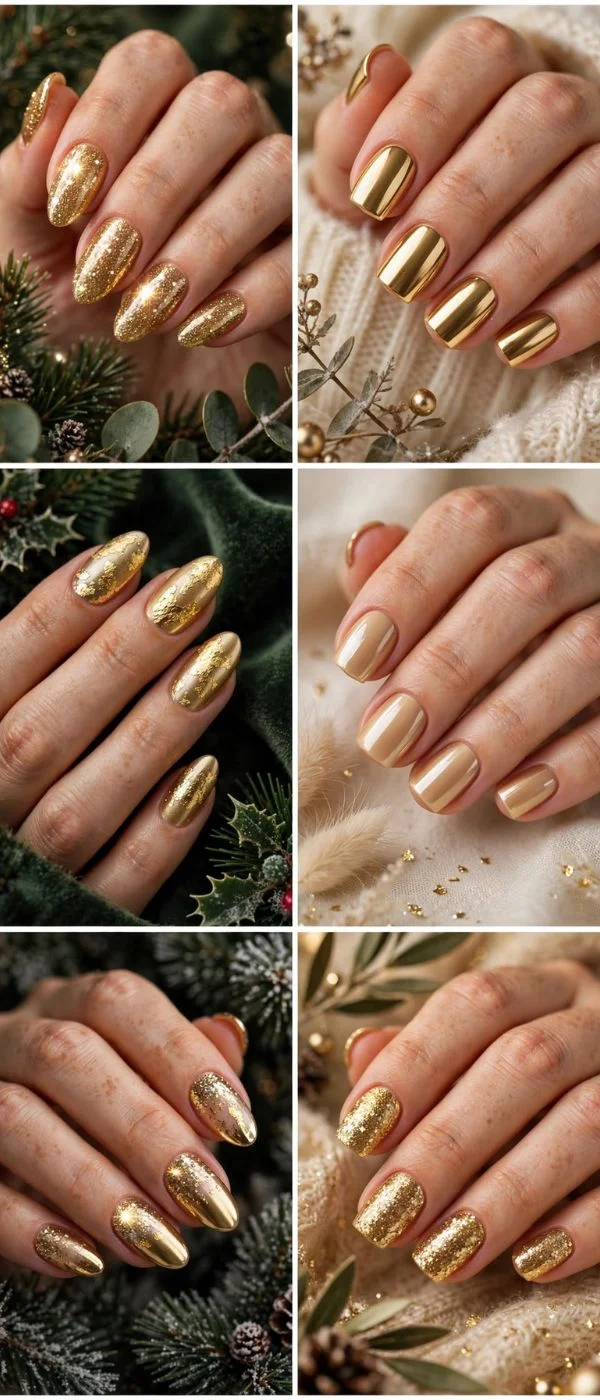 December Nails Gold
