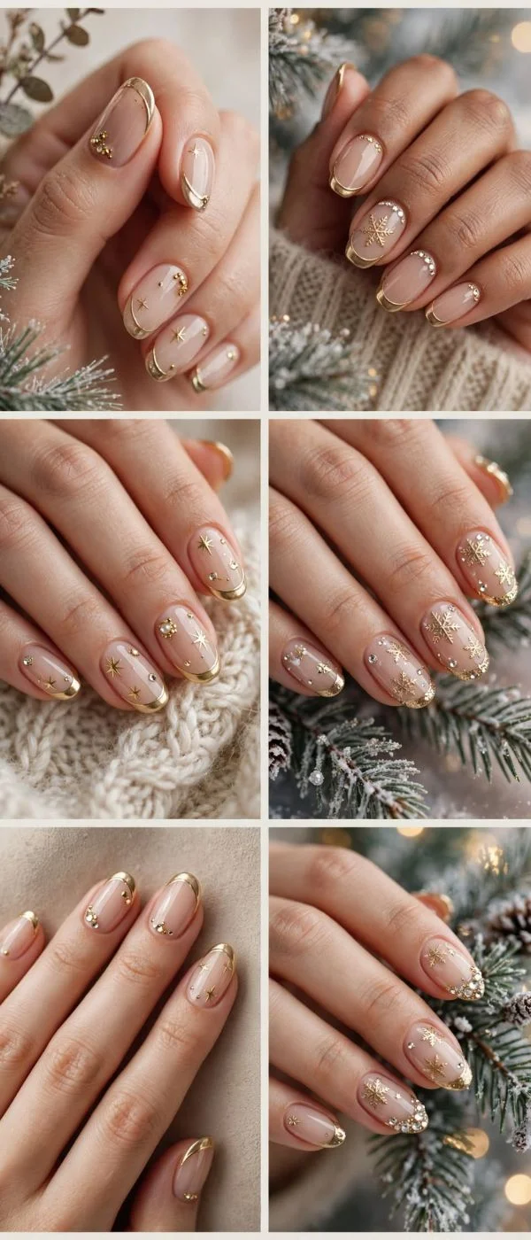 December Nails Gold