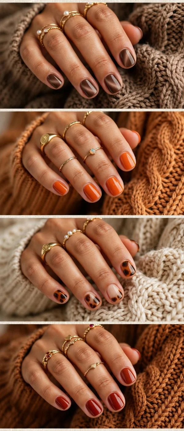 Fall Cat Eye Nails