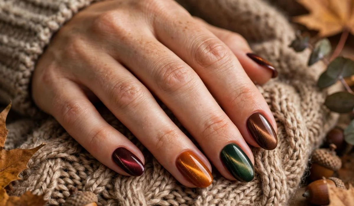 Fall Cat Eye Nails