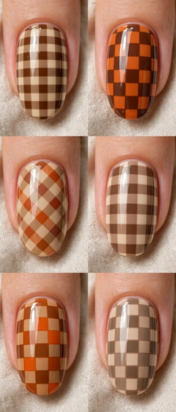 Fall Checkered Nails