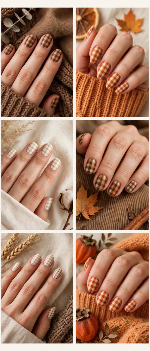 Fall Checkered Nails