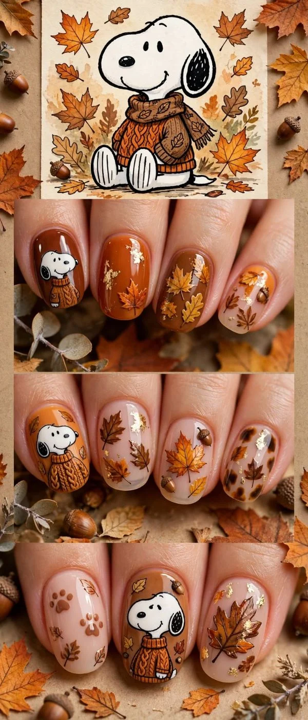 Fall Nails Snoopy