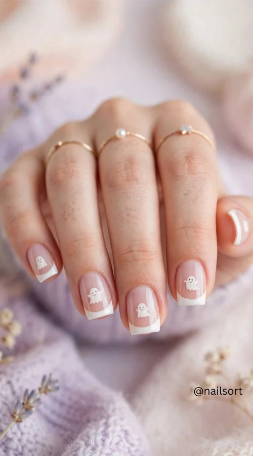 Ghost French Tip Nails