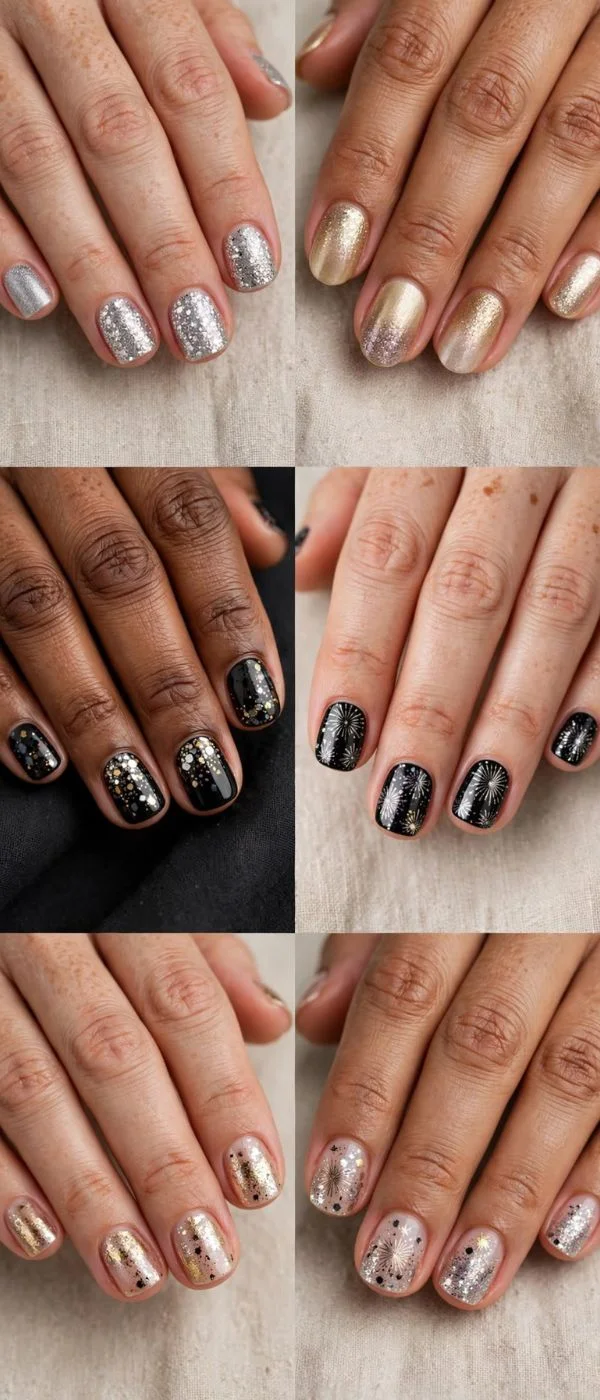 New Year Nails Short