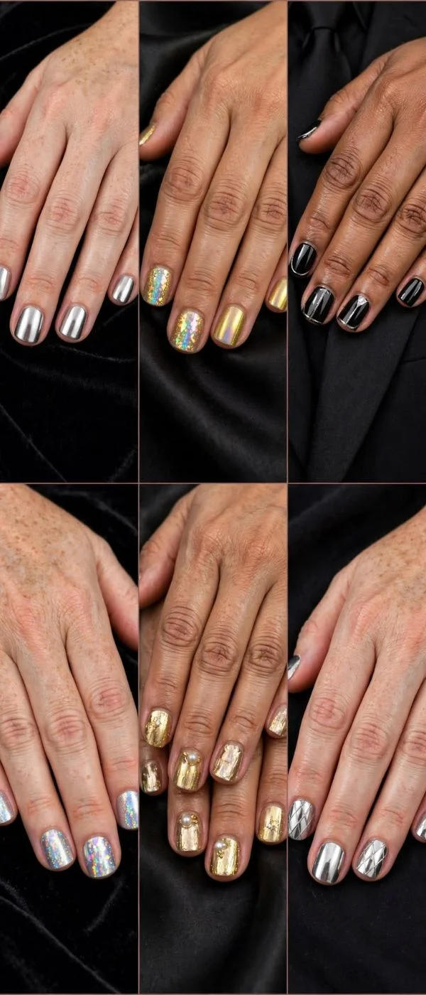 New Year Nails Short