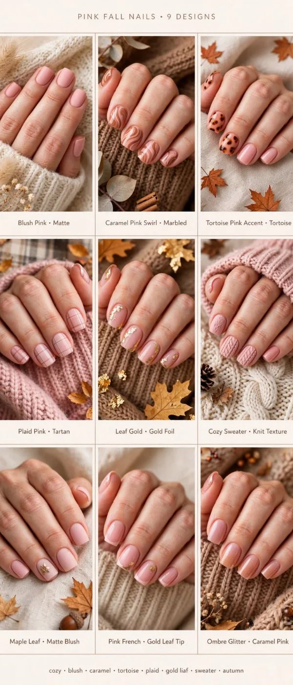 Pink Fall Nails