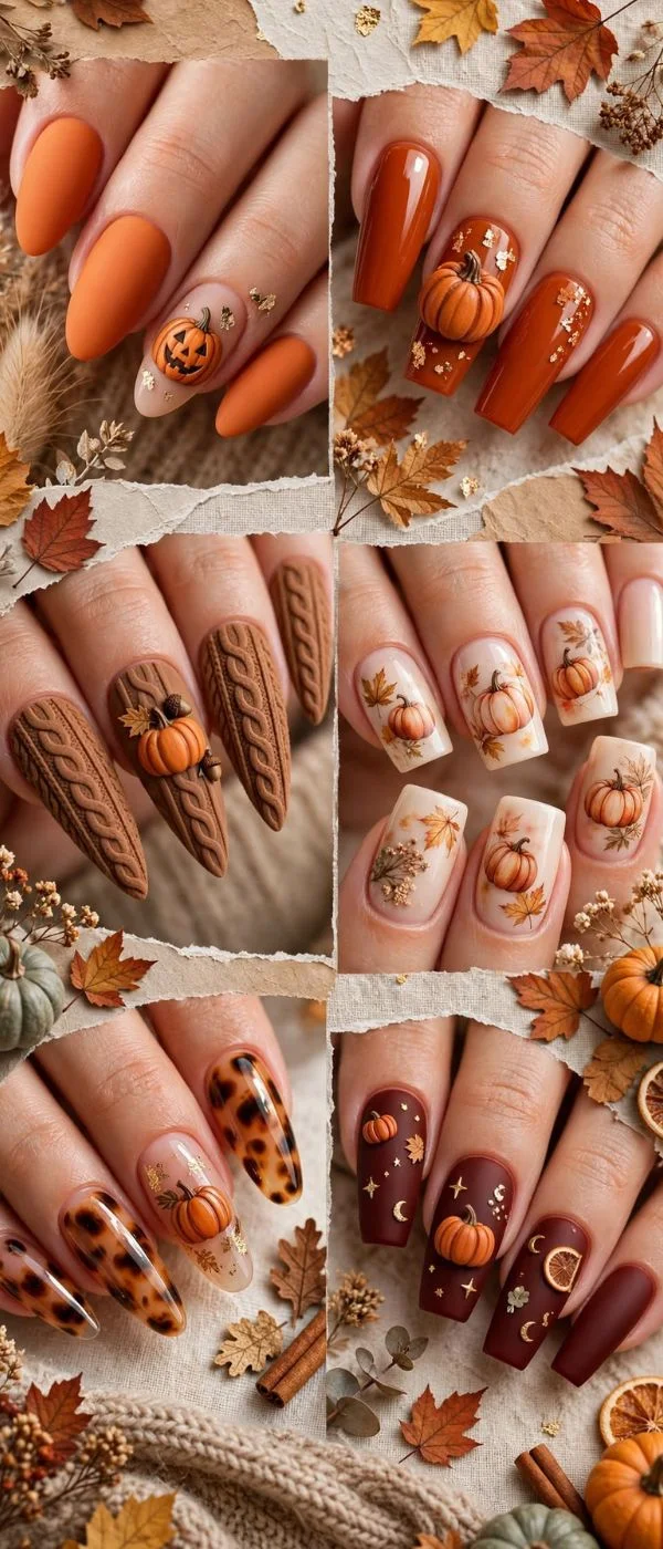 Pumpkin Nails Acrylic